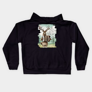 Weird deer playing accordion American west hunting buffalo Kids Hoodie